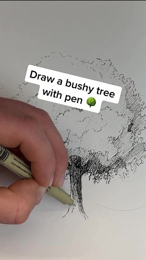 Wanna Learn how to draw a lil bushy tree with pen? Heres a drawing tutorial focusing on hatching and shading to create depth and detail. #howtodraw #drawingadvice #drawinglessons #arttips #howtodrawtrees #drawingtrees #drawingwithpens #micronpens #drawing