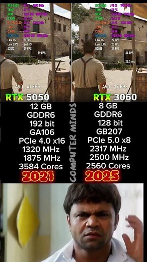 RTX 5050 vs RTX 3060 ⚡ 2021 vs 2025 GPU Comparison | Avg FPS Test #RTX5050 #RTX3060