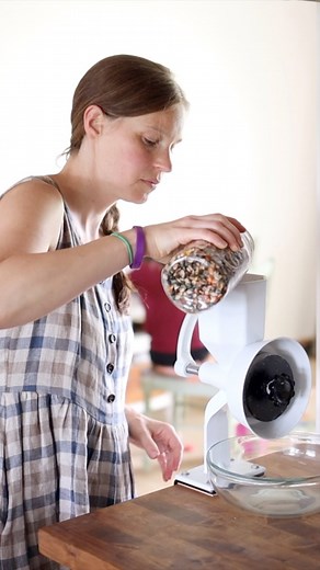 About 10 years ago, we invested in a wonder mill junior deluxe hand crank, manual grain mill. We’ve used it exclusively for the last 9.5 years to grind all of our flours. As our family has grown, the amount that we’ve needed to grind has increased, and our time has become more valuable. At the end of last year we decided to invest in a @nutrimill harvest grain mill. What we’ve realized is that in this season of life, it’s really nice to have both depending on what we are using it for! What’s bee