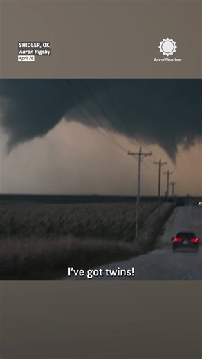 Twin Tornadoes 🌪️🌪️ Storm chaser @AaronRigsbyOSC captured quite the sight on Sunday as two tornadoes spun from the same storm over Osage County, Oklahoma.