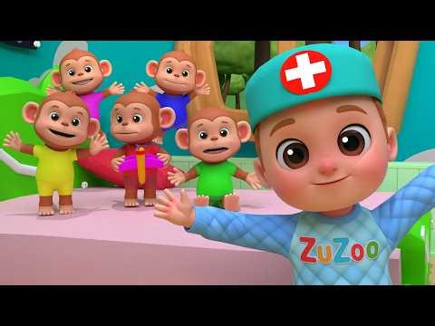 Five Little Monkeys Jumping on the Bed | numbers song | ZuZoo Nursery Rhymes & Kids Songs