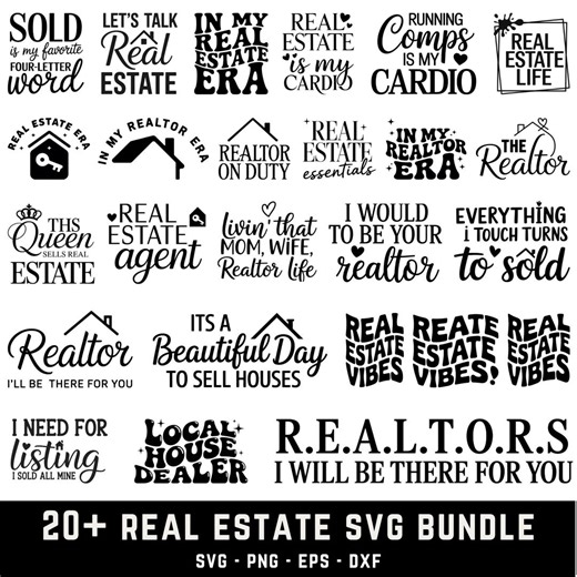 Real Estate SVG Bundle| Real Estate Svg, Bundle| Realtor Svg, Real Estate Agent Quotes Svg, Real Estate Agent Svg, Realtor Cut Files - Etsy