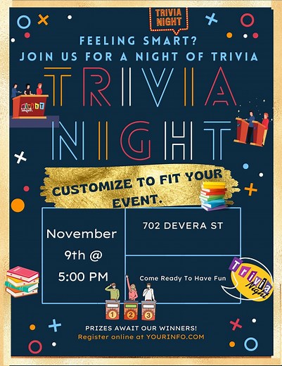 Game / Trivia Night Flyer / Invitation / Social Media Post Template. 100% Editable. You Can Customize It in 1000's of Different Ways. - Etsy