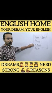 🔥 Strong Reasons Make Strong Dreams! In this video, I’ve explained how your dreams become reality only when your reasons are strong. 💪 If your “why” is powerful, your English and your confidence both will grow naturally! 🌟 💭 Dream Big. Speak English. Believe in Yourself. Watch this video till the end and learn some beautiful English sentences related to Dreams. 💬 👇 Don’t forget to like, share & comment your dream! 💖 #EnglishHome #DreamBigSpeakEnglish #MotivationalEnglish #LearnEnglish #Sp