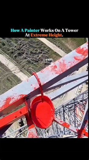 Mind Flux on Instagram: "Painters work on towers at extreme heights using specialized equipment like harnesses, ropes, and anchors to stay secure, often supplemented by scaffolding, aerial lifts (like boom lifts), or by climbing using tools like climbing spikes. These methods allow them to safely access the structure, and they often spray paint using specialized equipment. Safety is the top priority, so painters must be trained, use appropriate fall protection, and work in conditions that minimi