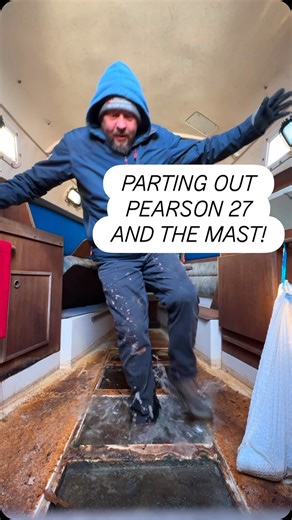Anchors & Oars on Instagram: "We are parting out our first ever Pearson 27. We also saved the mast and have it available as well! Check out how I break the ice and show you around this boat! #anchorsandoars #sailboatparts #recycle #salvage #pearson"