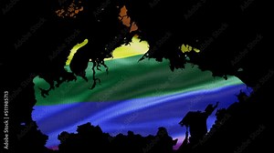 Russia country shape territory outline with LGBT rainbow flag background waving animation. Concept of the situation with gay marriage and tolerance for LGBT or LGBTQ plus. 4K alpha channel