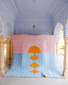 Handmade Boho Quilt: Gauze Cotton, Hand Block Printed Sunset Design - Etsy