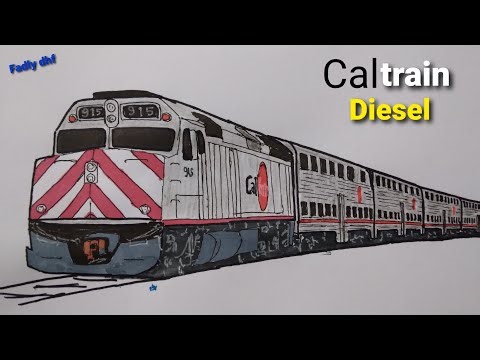 Caltrain Diesel Locomotives EMD F40ph | how to draw Caltrain trains