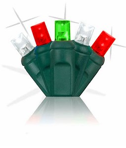 50 5mm Red, Green, Cool White SuperSpark LED Strobe Lights, 6" Spacing