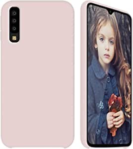 Case for Samsung Galaxy A70, Liquid Silicone Cover - Shockproof Anti-Fingerprint [Soft TPU + Hard PC+ Soft Microfiber Lining] Cover (Pink)