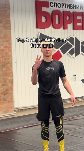 Top 3 ninja submissions from turtle: rear naked choke, calf slicer, reverse buggy choke