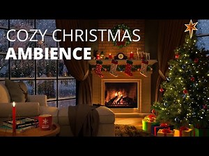 Cozy Christmas Ambience with Snow and Crackling Fireplace Sounds