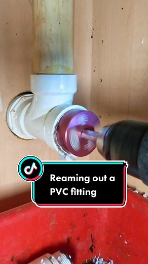 Reaming out a PVC fitting for a kitchen sink drain #plumbing #plumber #fyp
