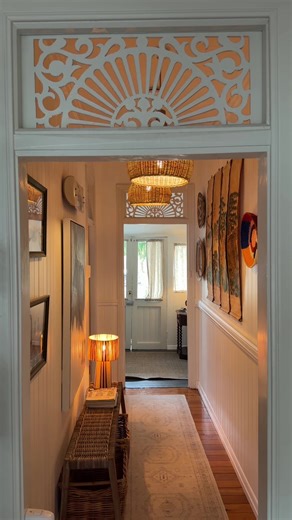 A gloomy day and a cosy hallway. My favourite part of old Queenslanders is the beautiful breezeways #cottage #cosyhome #interiordesign #homedecor