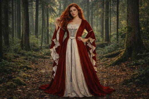 Renaissance Gothic Prom Dress, Medieval Fantasy Witch Dress, Ren Faire Viking Elven Gown, Historical LARP Cosplay Outfits, Woman Goth Dress - Etsy