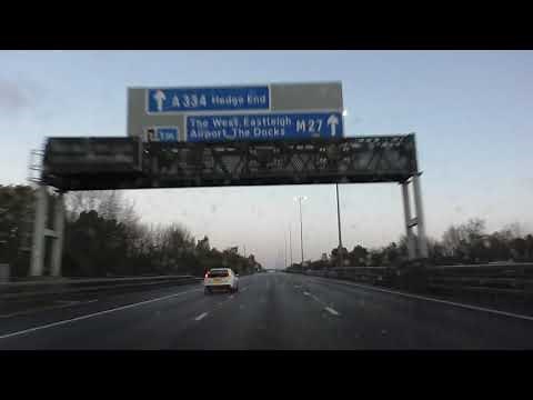 Driving On The M275, M27 & M3 Motorways From Portsmouth Port To Winnall, Winchester, England