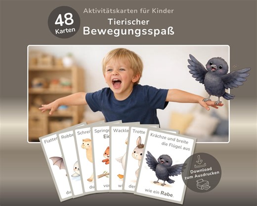 Movement Cards for Children | 48 Animal Movements | Motor Skills & Play | Kindergarten, Preschool, Elementary School | Movement Game | Movement Break PDF Download - Etsy