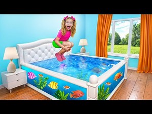 Funny pool story and water slides adventure