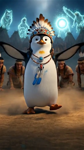 Tupaq the Penguin Guardian of the Maraí Tribe Spiritual Power and Mystical Rituals