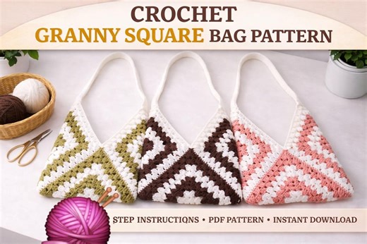 Crochet Granny Square Bag Pattern PDF Easy Shoulder Tote Crochet Pattern DIY Boho Bag Tutorial Instant Download Beginner Friendly