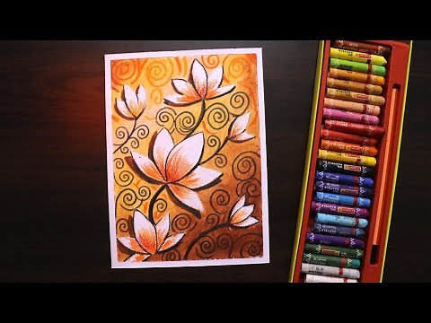 Oil pastel drawing for beginners | How to draw flowers abstract with oil pastel