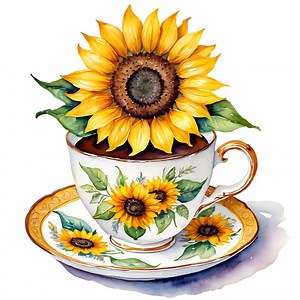 Sunflower Teacup Cross Stitch Pattern, Floral Needlework (PDF Download) - Etsy