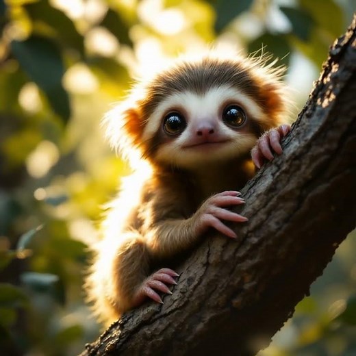 Baby Sloth's Adorable Climb!