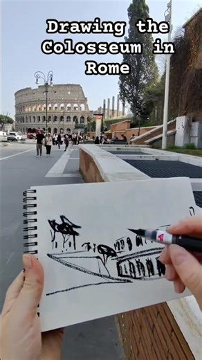 Drawing the Colosseum in Rome with Japanese Ink 🇯🇵✍️