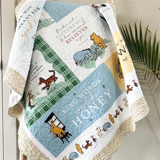 Winnie the Pooh Baby Quilt/scalloped Edges Baby Quilt/47x41inches - Etsy
