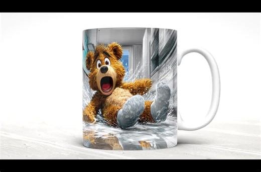 Cartoon Teddy Bear Mug Wrap Sublimation PNG Digital Download Funny Kitchen Kids Mug DIY 11oz 15oz Template Mousepad and Square Coaster Gift - Etsy