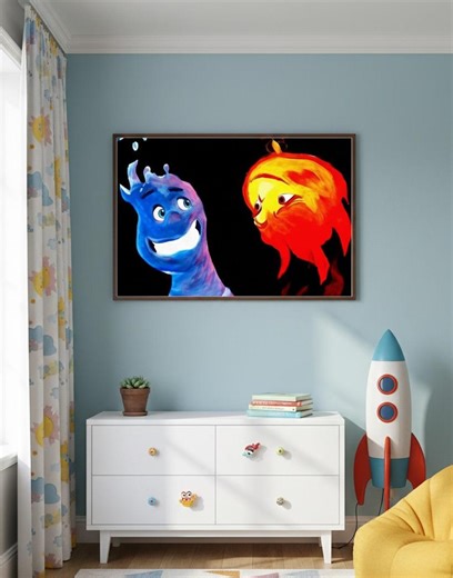 Elemental Digital Poster | Ember and Wade Fan Art | Fine Art Print From an Original Acrylic Painting | Instant Download - Etsy