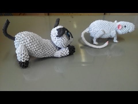 origami 3d siamese cat tutorial part 1 - easy