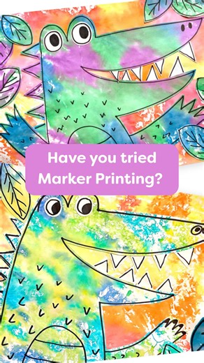 Deep Space Sparkle | Patty Palmer on Instagram: "👋 Want the full lesson plan and drawing guide for this colorful caiman? In this Sparklers’ Cub exclusive lesson, students will… ✨ Explore the foundational elements of Line, Texture and Emphasis. ✨Learn about the rainforest dwelling reptile, the Caiman ✨Engage in marker printing (which is just as fun as it looks!) And it’s available to you in the DSS Shop for a limited time! 🐊 Comment “Caiman” and we’ll send you the link to shop this art lesson.