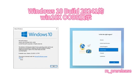 Windows 10 Build 20241的win10X OOBE展示