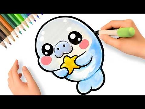 CÓMO DIBUJAR UN MANATÍ FÁCIL 🐋✨