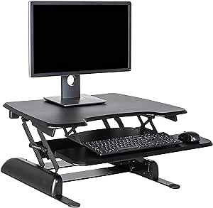 Vari - VariDesk Essential 30 - Two-Tier Standing Desk Converter for Home Office - Adjustable Sit Stand Desk with 11 Height Settings - Standing Desk Riser for Monitor & Accessories - 30" Wide, Black