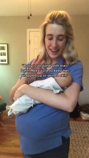 It’s just super important because multiple temp drops can earn baby a ticket to the NICU, I promise we’re not trying to be mean! So try to keep them wrapped in two layers or skin to skin 🤍 Newborns can have a hard time with thermoregulation so it’s just super important to keep them warm those first few days so they aren’t expending a ton of extra energy to maintain their temp. #newborn #pregnant #postpartum #laboranddelivery #motherbabynurse #nursehumor #funnynurse #nurselife #birth