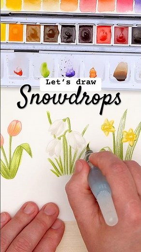 ✍️🥰🎨 How to draw snowdrops