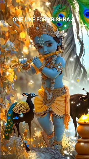 Little Krishna Playing Flute – A Melody for the Soul 💙🦚✨”