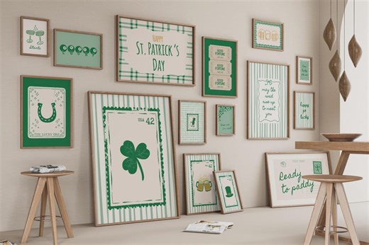 St Patrick's Day Wall Art Set of 15, Shamrock Print, Lucky Posters for Saint Patty's Day Decor, Digital Download - Etsy
