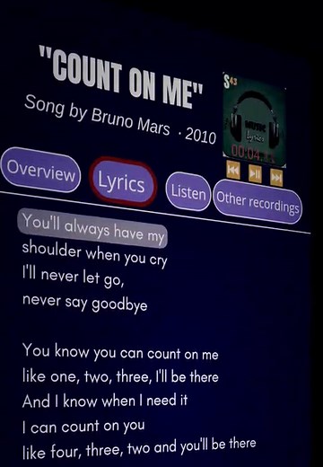 Count on Me Bruno Mars Lyrics – Friendship Theme Song