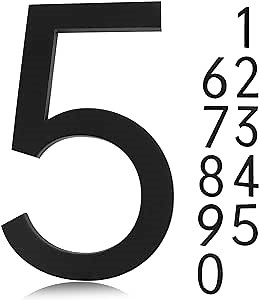 Adress Numbers - Self Adhesive 5 Inch Black Mailbox Numbers House Numbers for Apartment Door Farmhouse Mailbox Office Hotel Outside,House Numbers and Letters, Frosted Matte Black Acrylic House Number