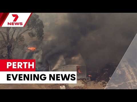 Machinery caused bushfire threatens Mundaring homes; Fuel rationed as stations run dry | 7NEWS Perth