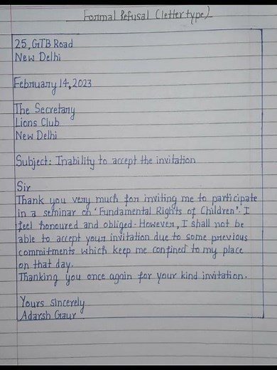 Class 12/11 Formal Reply (Letter type ) Format || Invitation and Reply writing