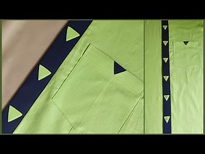 sew a beautiful design shirt front placket // designer shirt front placket and pocket stitching //