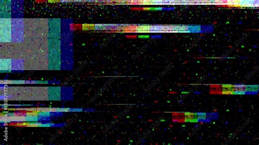 Old TV VHS no signal overlay with static tape error, RGB split glitch, and damaged screen distortion