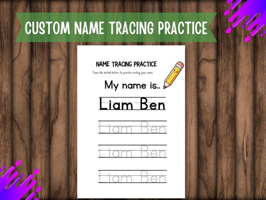 Personalized Name Tracing Worksheet: Handwriting Practice (digital Download) - Etsy