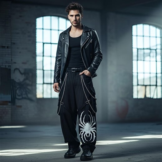 Gothic Cargo Pants, Y2K Streetwear Trousers, Goth Pants With Spider Prints, Alternative Festival Pants Gothic Baggy Cargo Streetwear Pants - Etsy