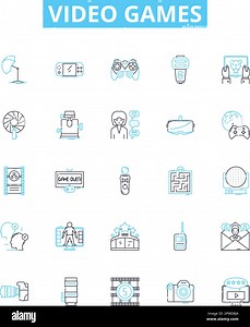 Video games vector line icons set. Gaming, consoles, Xbox, PlayStation, Nintendo, Action, RPG illustration outline concept symbols and signs Stock Vector Image & Art - Alamy